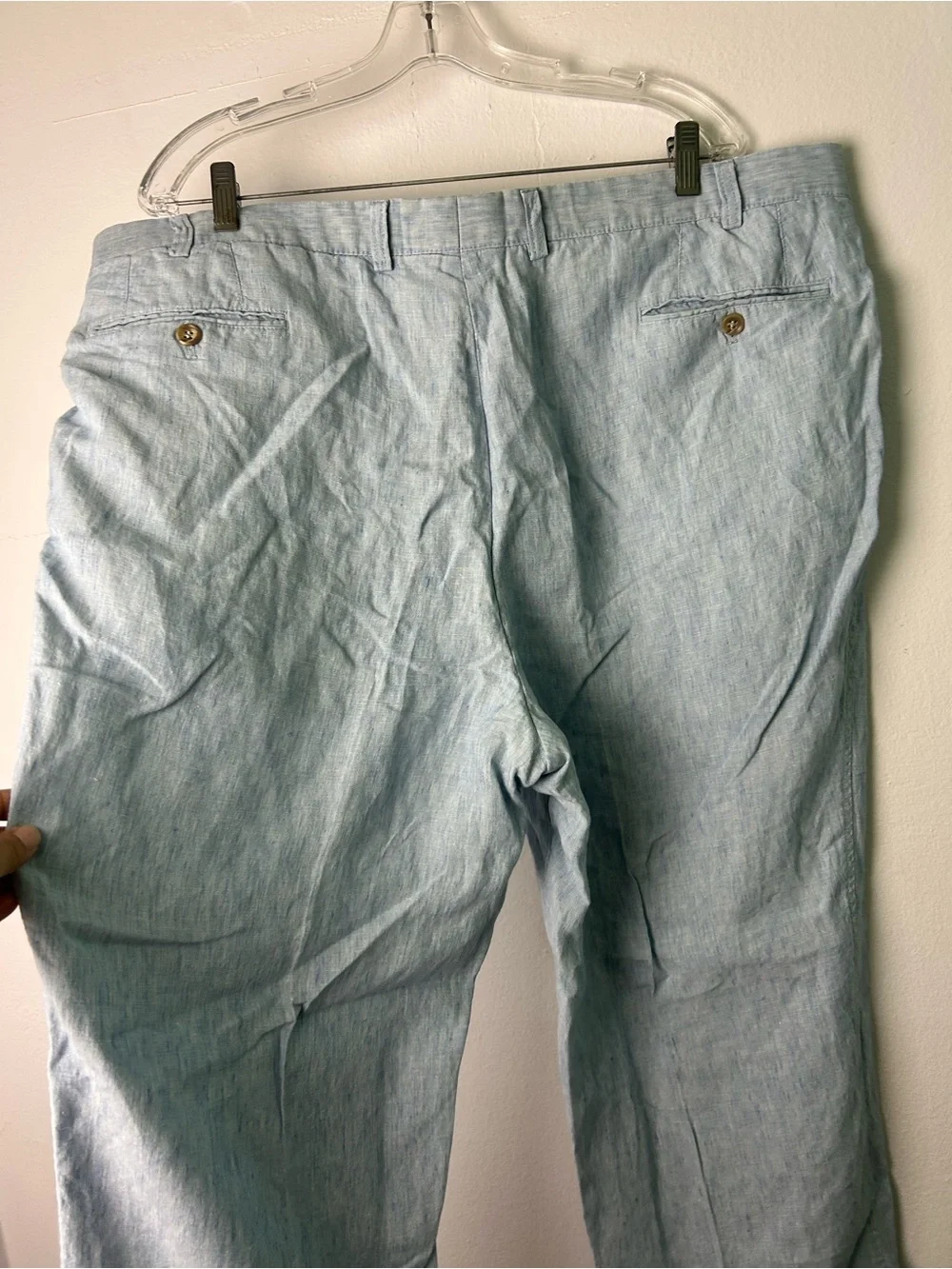 Hiltl Mens Size 40X30 100% Linen Classic Fit Trousers Pants Made in Romania
